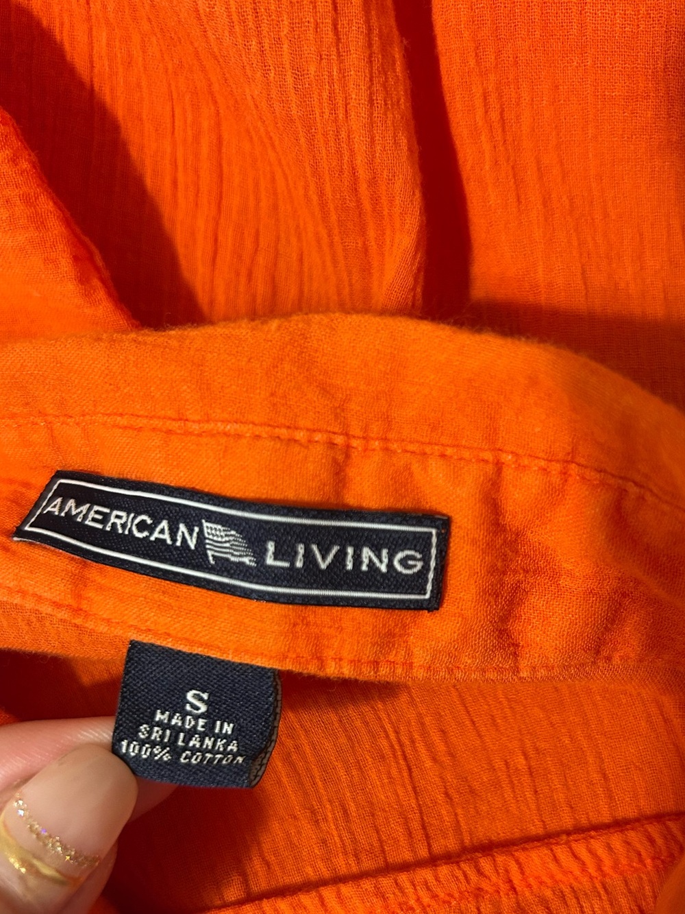 American Living Orange Gauze Button Down Short Sleeve Shirt Small - Picture 2 of 7